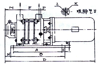 2SK-0.4、2SK-0.8兩級(jí)不環(huán)真空泵外形及安裝尺寸